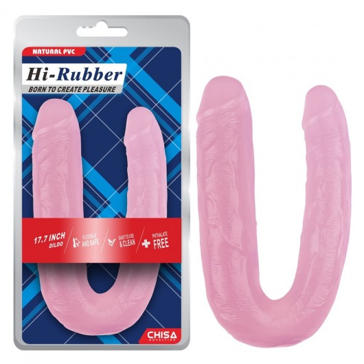 Розовый двусторонний фаллоимитатор 17.7 Inch Dildo - 22,5 см. - Chisa