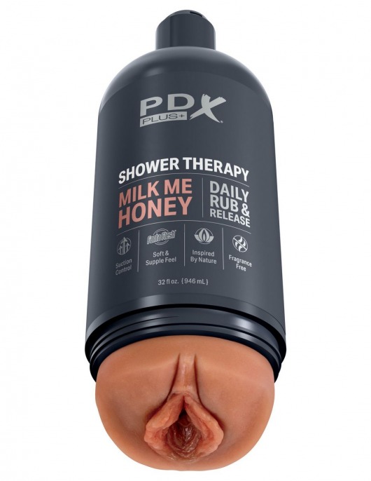 Мастурбатор-вагина цвета карамели Shower Therapy Milk Me Honey - Pipedream - в Иваново купить с доставкой