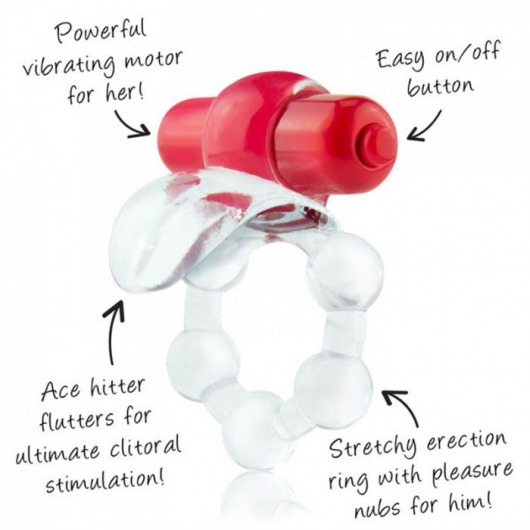 Виброкольцо с язычком и красным виброэлементом Overtime - Screaming O - в Иваново купить с доставкой