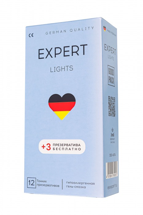 Ультратонкие презервативы EXPERT Lights - 12 шт.(+3 в подарок) - Expert - купить с доставкой в Иваново