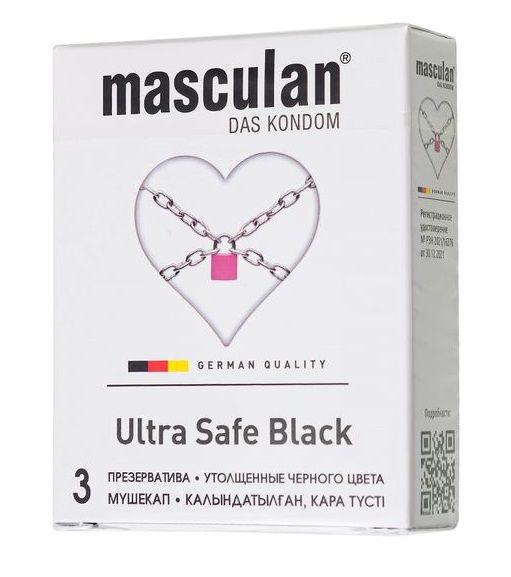 Ультрапрочные презервативы Masculan Ultra Safe Black - 3 шт. - Masculan - купить с доставкой в Иваново