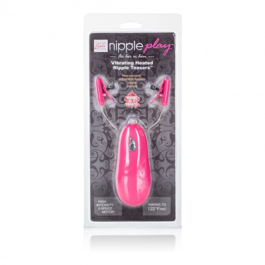 Розовые зажимы на соски с нагревательным эффектом с вибрацией Heated Nipple Teasers - California Exotic Novelties