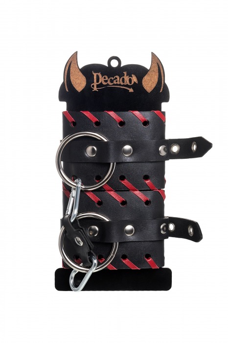 Черно-красные наручники из натуральной кожи - Pecado - купить с доставкой в Иваново