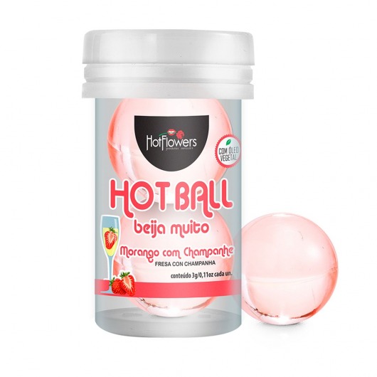 Лубрикант на масляной основе Hot Ball Beija Muito с ароматом клубники и шампанского (2 шарика по 3 гр.) - HotFlowers - купить с доставкой в Иваново