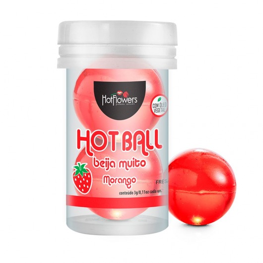 Лубрикант на масляной основе Hot Ball Beija Muito с ароматом клубники (2 шарика по 3 гр.) - HotFlowers - купить с доставкой в Иваново