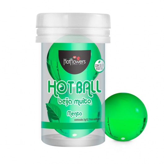 Лубрикант на масляной основе Hot Ball Beija Muito с ароматом мяты (2 шарика по 3 гр.) - HotFlowers - купить с доставкой в Иваново