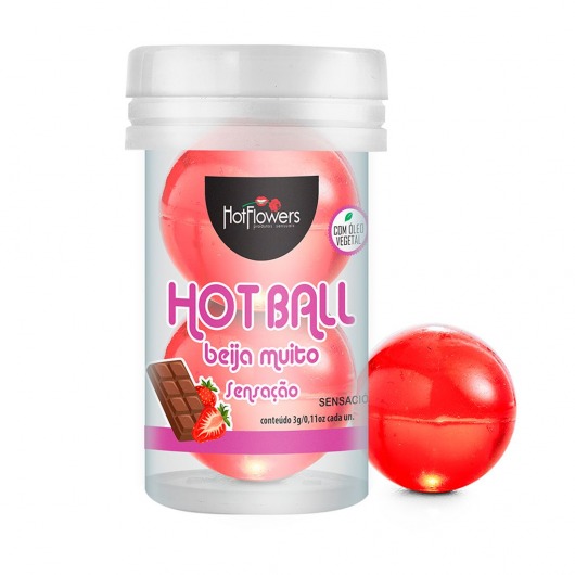 Лубрикант на масляной основе Hot Ball Beija Muito с ароматом шоколада и клубники (2 шарика по 3 гр.) - HotFlowers - купить с доставкой в Иваново