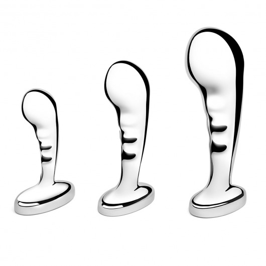 Набор из 3 стальных стимуляторов простаты Stainless Steel P-spot Training Set - b-Vibe - в Иваново купить с доставкой