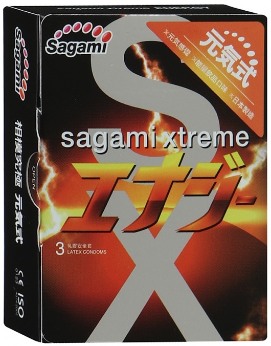 Презервативы Sagami Xtreme ENERGY с ароматом энергетика - 3 шт. - Sagami - купить с доставкой в Иваново