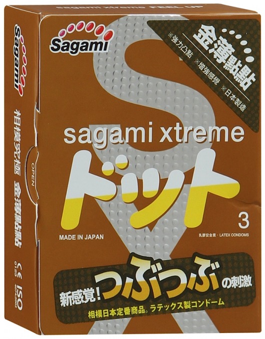 Презервативы Sagami Xtreme FEEL UP с точечной текстурой и линиями прилегания - 3 шт. - Sagami - купить с доставкой в Иваново