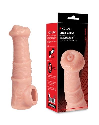 Телесная фантазийная насадка на член Cock Sleeve Size M - KOKOS - в Иваново купить с доставкой