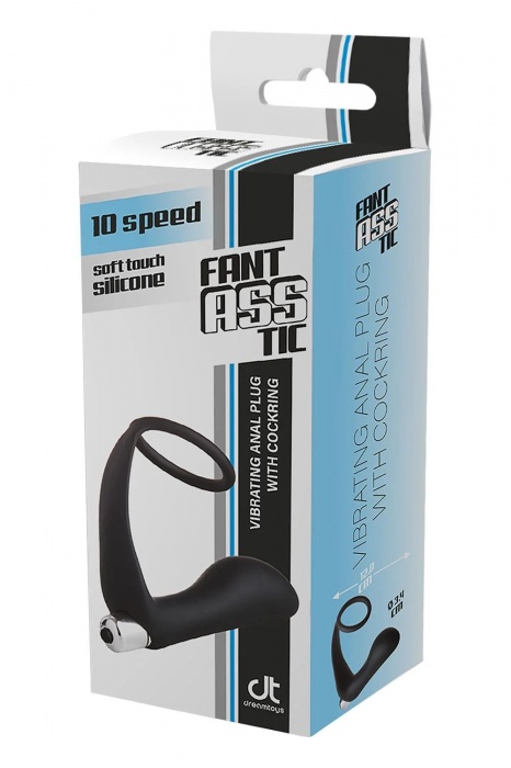 Черное эрекционное кольцо с вибропробкой Vibrating Anal Plug With Cockring - Dream Toys - в Иваново купить с доставкой