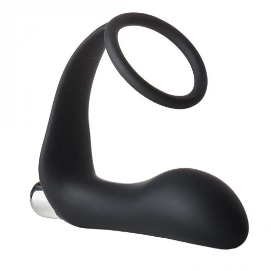 Черное эрекционное кольцо с вибропробкой Vibrating Anal Plug With Cockring - Dream Toys - в Иваново купить с доставкой