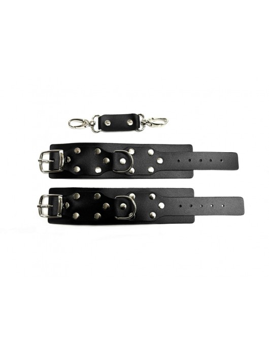 Черные кожаные наручники Sex Game - БДСМ Арсенал - купить с доставкой в Иваново