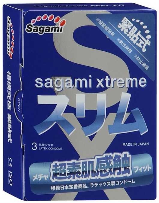 Розовые презервативы Sagami Xtreme FEEL FIT 3D - 3 шт. - Sagami - купить с доставкой в Иваново