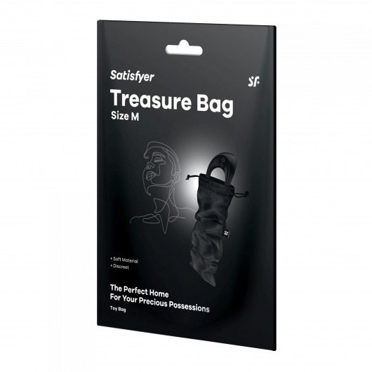 Черный мешочек для хранения игрушек Treasure Bag M - Satisfyer - купить с доставкой в Иваново