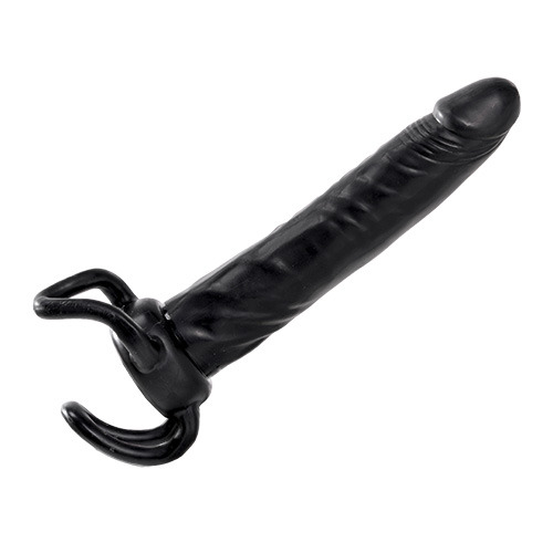 Чёрная насадка-фаллос для двойного проникновения INFLATABLE DILDO SLIM DONG  - 13,5 см. - Toyz4lovers - в Иваново купить с доставкой