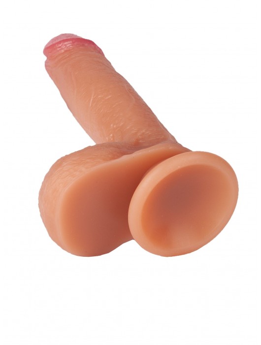 Телесный реалистичный фаллоимитатор из двухслойного силикона - 18 см. - Feelin
