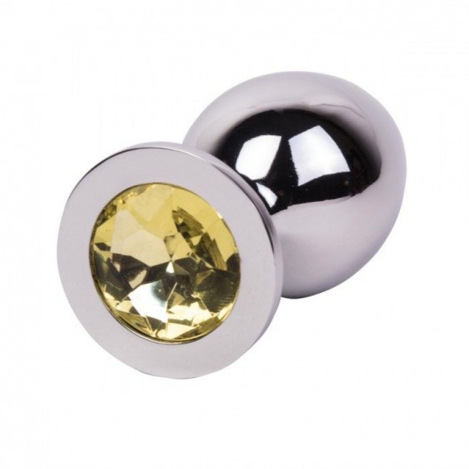 Большой стальной плаг с желтым кристаллом Sweet Lemon - 9,5 см. - Erotic Fantasy - купить с доставкой в Иваново