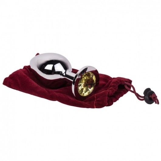 Большой стальной плаг с желтым кристаллом Sweet Lemon - 9,5 см. - Erotic Fantasy - купить с доставкой в Иваново