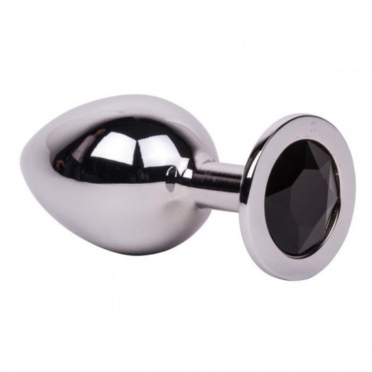 Большой стальной плаг с черным кристаллом Black Rave - 9,5 см. - Erotic Fantasy - купить с доставкой в Иваново