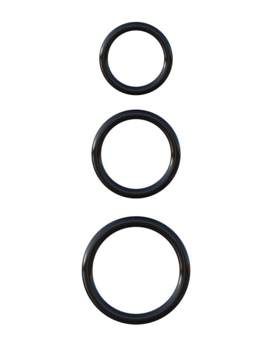 Набор из трех черных эрекционных колец Silicone 3-Ring Stamina Set - Pipedream - в Иваново купить с доставкой