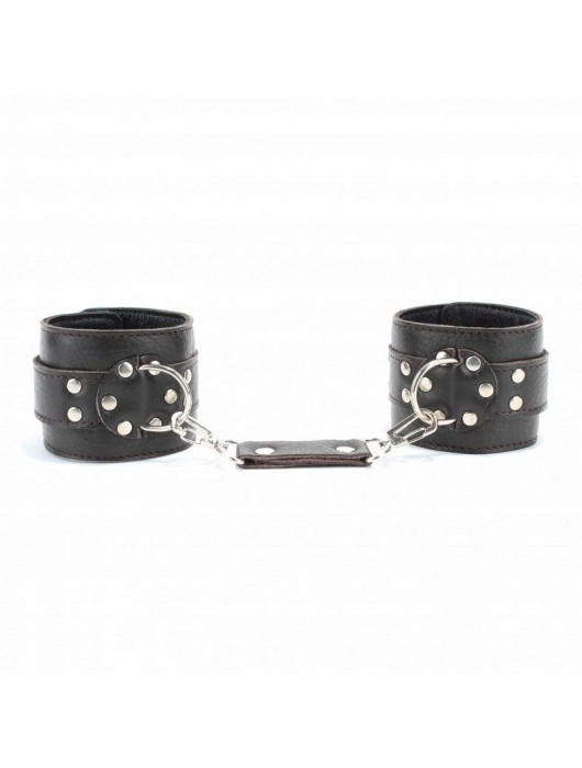 Коричневые оковы из мягкой кожи на металлической цепочке - БДСМ Арсенал - купить с доставкой в Иваново