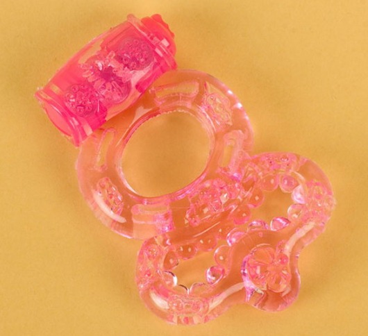 Розовое эрекционное кольцо с вибратором и подхватом - Toyfa Basic - в Иваново купить с доставкой