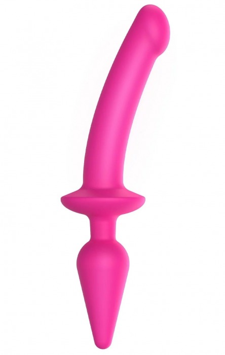 Ярко-розовый двусторонний фаллоимитатор Switch Plug-In Semi-Realistic Size L - Strap-on-me купить с доставкой в интернет-магазине Orgasmix в Иваново Ярко-розовый двусторонний фаллоимитатор Switch Plug-In Semi-Realistic Size L - Strap-on-me
