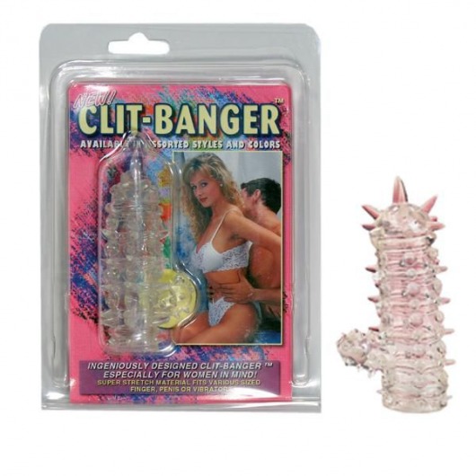 Прозрачная насадка с шипами и клиторальной шишечкой CLIT-BANGER SLEEVE IN CLEAR - Tonga - в Иваново купить с доставкой