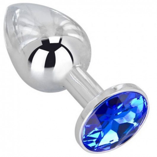 Анальное украшение BUTT PLUG  Small с синим кристаллом - 7 см. - Anal Jewelry Plug - купить с доставкой в Иваново