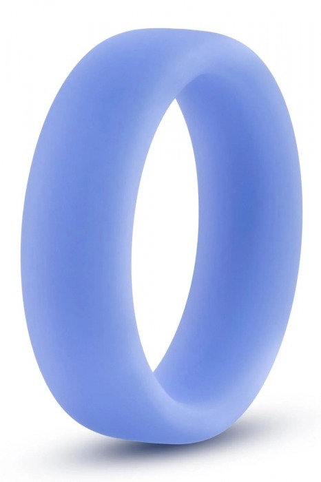 Голубое люминесцентное кольцо Silicone Glo Cock Ring - Blush Novelties - в Иваново купить с доставкой