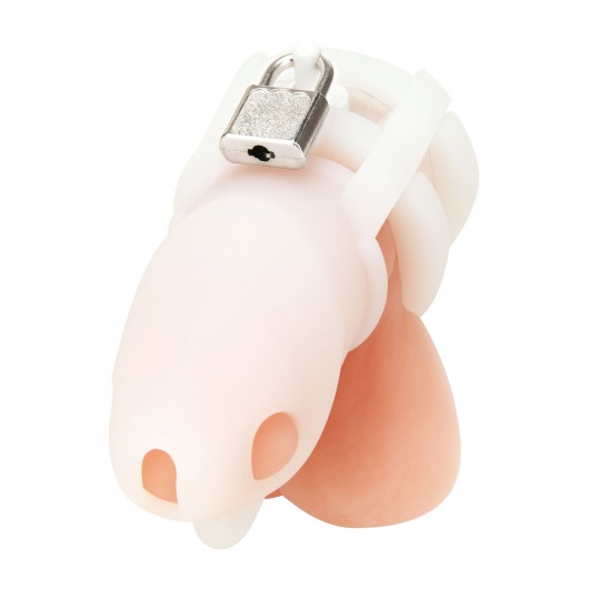 Белая клетка для пениса Silicone Small 2 in Cock Cage With Ball Divider - BlueLine - купить с доставкой в Иваново