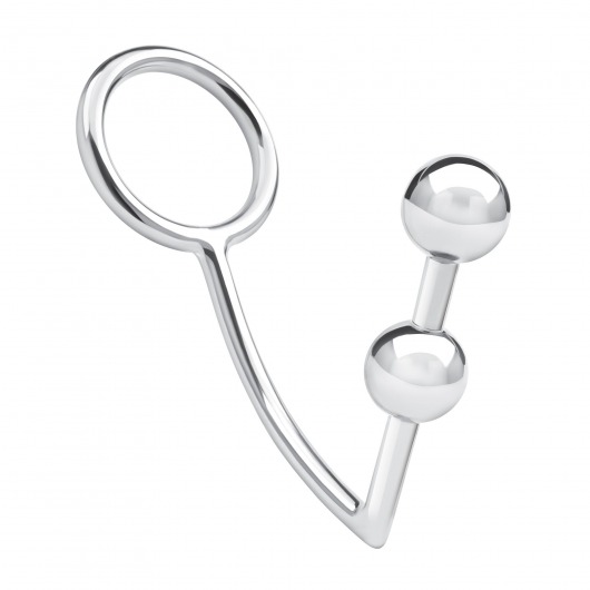 Кольцо на пенис с анальным стимулятором Two Bead Stainless Steel Anal Hook   Cock Ring - BlueLine - в Иваново купить с доставкой