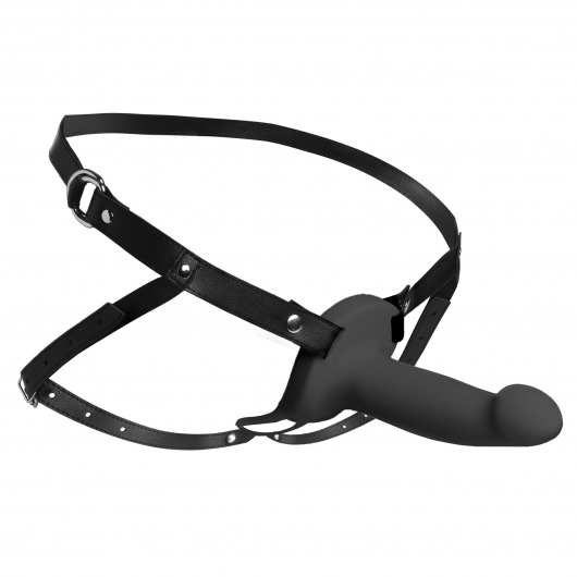 Черный полый страпон с вибрацией 2’’ Erection 28X Smooth Vibrating Silicone Penis Sheath - XR Brands - купить с доставкой в Иваново