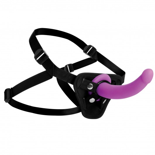 Лиловый поясной страпон Navigator Silicone G-Spot Dildo with Harness - 17,8 см. - XR Brands - купить с доставкой в Иваново
