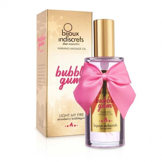 Разогревающее массажное масло Light My Fire Bubble Gum с ароматом бабл-гам - 100 мл. - Bijoux Indiscrets - купить с доставкой в Иваново