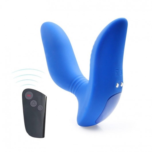Синий вибромассажер простаты 3,5’’ Remote Control Curve P-spot Massager - 12 см. - Erokay - в Иваново купить с доставкой