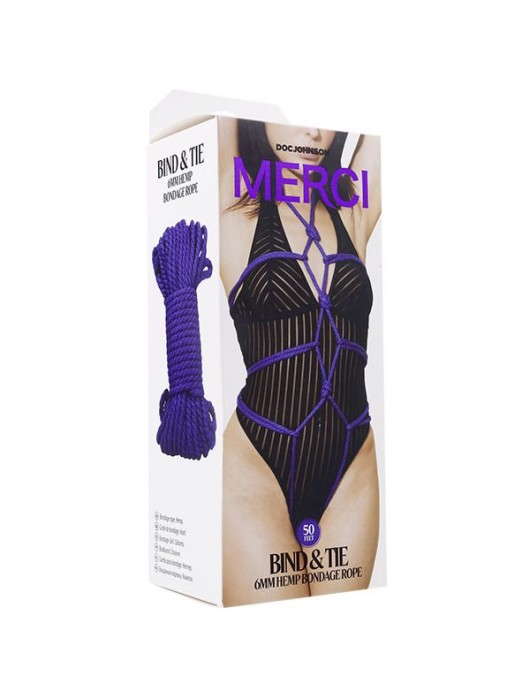 Фиолетовая верёвка для связывания и фиксации Bind Tie - 15,24 м. - Doc Johnson - купить с доставкой в Иваново