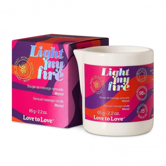 Массажная свеча Light My Fire с ароматом моной - 80 мл. - Love to Love - купить с доставкой в Иваново