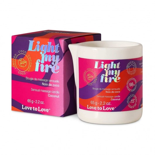 Массажная свеча Light My Fire Coconut с ароматом кокоса - 65 гр. - Love to Love - купить с доставкой в Иваново
