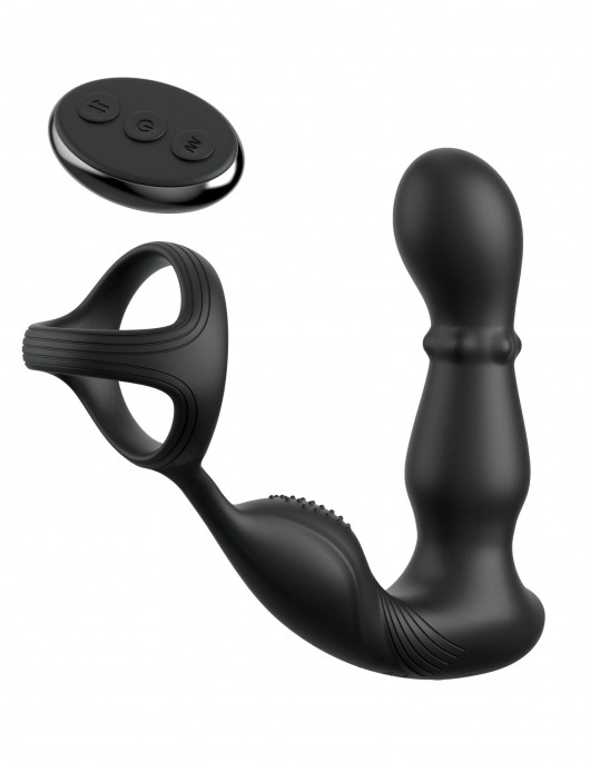 Черный вибростимулятор простаты с кольцом Ass-gasm Slide   Glide - Pipedream - в Иваново купить с доставкой