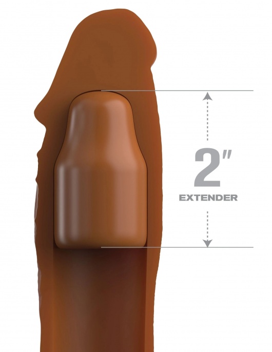 Коричневая насадка на член 2  Silicone X-tension - 20,3 см. - Pipedream - в Иваново купить с доставкой