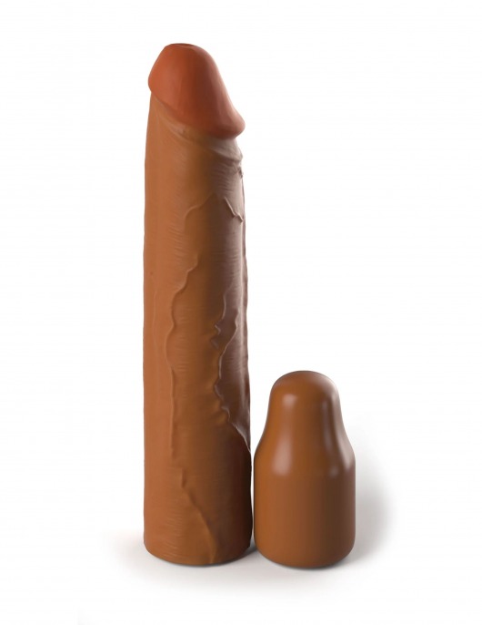 Коричневая насадка на член 2  Silicone X-tension - 20,3 см. - Pipedream - в Иваново купить с доставкой