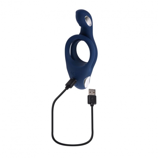 Синее эрекционное виброкольцо с двойным подхватом мошонки Ring Around The Rosy - Zero Tolerance - в Иваново купить с доставкой