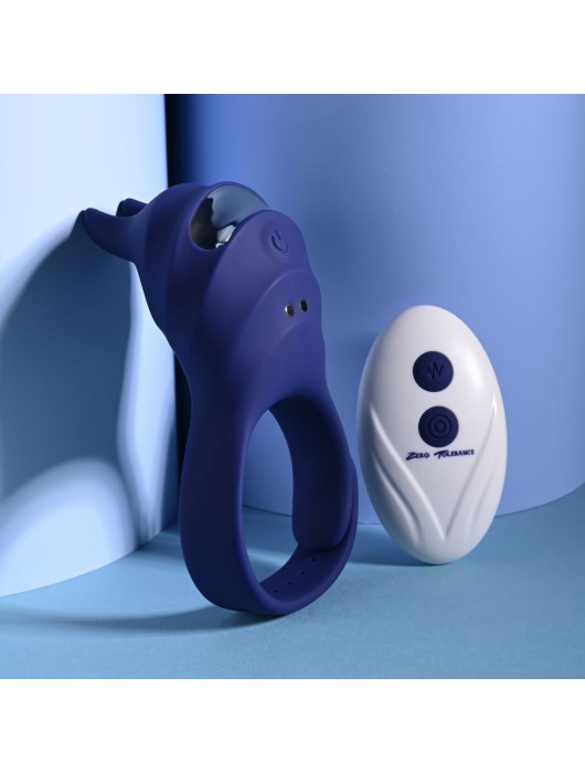 Синее эрекционное виброкольцо с клиторальной подушечкой и пультом ДУ Adjustable Fun Ring - Zero Tolerance - в Иваново купить с доставкой