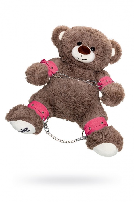 Бондажный набор: бурый мишка с розовыми оковами и наручниками - Pecado - купить с доставкой в Иваново