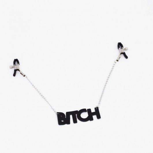 Зажимы на соски с кожаной подвеской Bitch - Crazy Handmade - купить с доставкой в Иваново