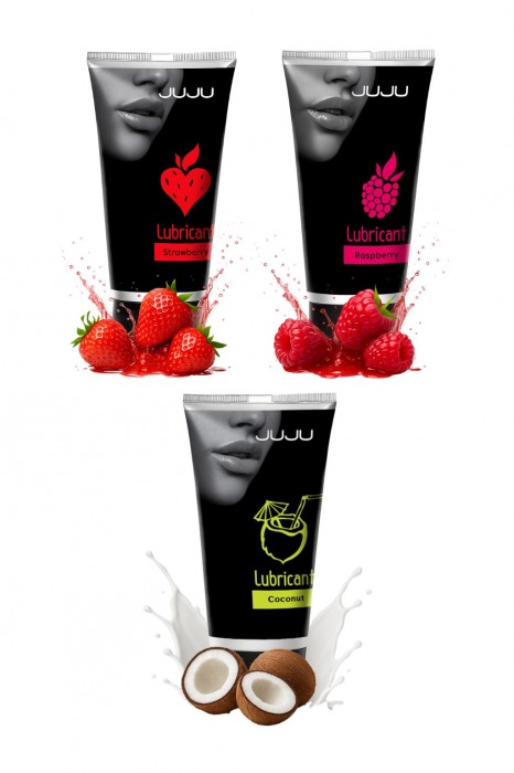 Набор из 3 съедобных лубрикантов JUJU (клубника, малина, кокос) - JuJu - купить с доставкой в Иваново Набор из 3 съедобных лубрикантов JUJU (клубника, малина, кокос) - JuJu - купить с доставкой в Иваново