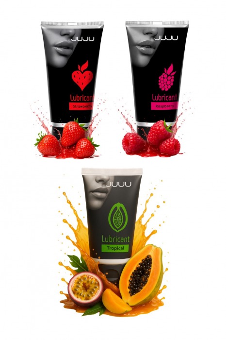 Набор из 3 съедобных лубрикантов JUJU (клубника, малина, тропические фрукты) - JuJu - купить с доставкой в Иваново Набор из 3 съедобных лубрикантов JUJU (клубника, малина, тропические фрукты) - JuJu - купить с доставкой в Иваново